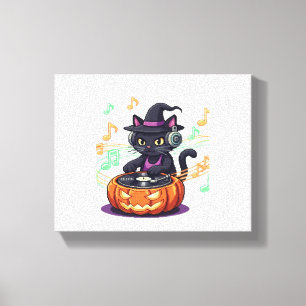Impressão Em Tela Dj cat halloween Oversize T Shirt