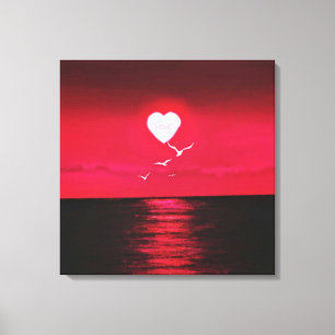 Impressão em Tela do Pôr do Sol no Mar com Texto d