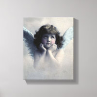 Doce Rosy Cheeked Vintage Angel em Nuvens