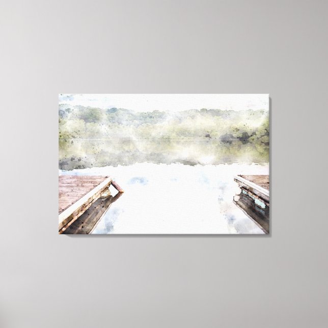 Impressão Em Tela Docks de madeira na água do Bay Faux (Frente)
