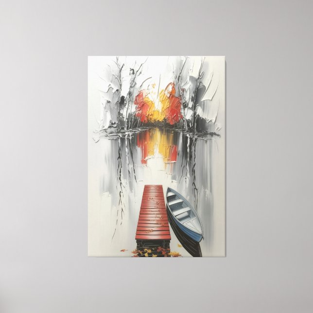 Impressão Em Tela Dockside de Reflexão de Outono (Frente)