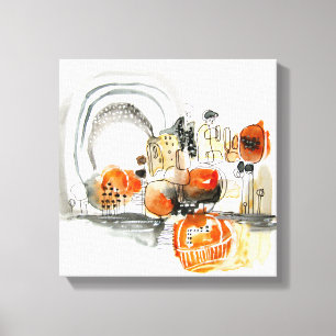 Impressão Em Tela Dodô Laranja Moderno Padrão de Abstração