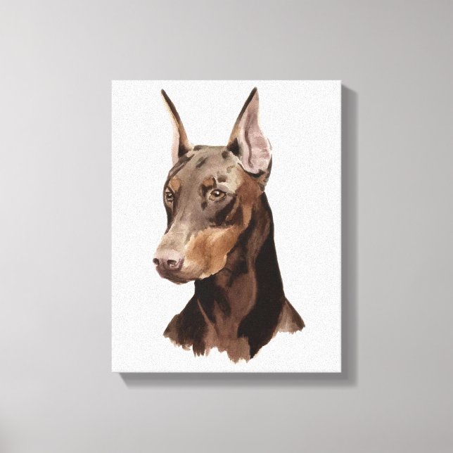 Impressão Em Tela Dog Doberman! Um retrato bonito na canvas! (Frente)