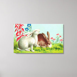Impressão Em Tela Dois coelhos animais de estimação arte