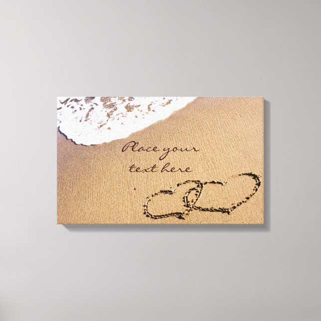 Impressão Em Tela Dois Corações Na Areia (Frente)