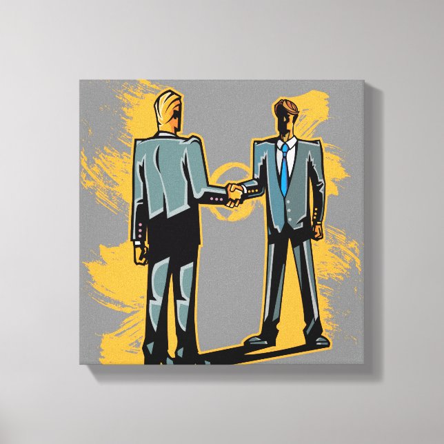 Impressão Em Tela Dois empresários apertando as mãos (Frente)