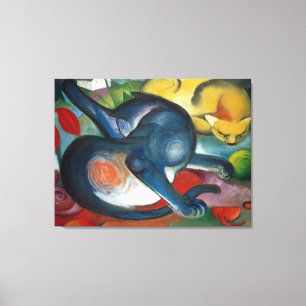 Impressão Em Tela Dois gatos, azul e amarelo por Franz Marc (1912)