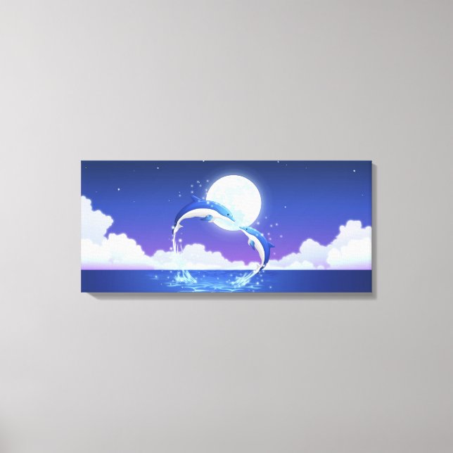 Impressão Em Tela Dois golfinhos com nariz de garrafa saltando da ág (Frente)