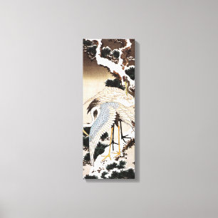 Impressão Em Tela Dois guindastes num pinheiro coberto de neve, Hiro