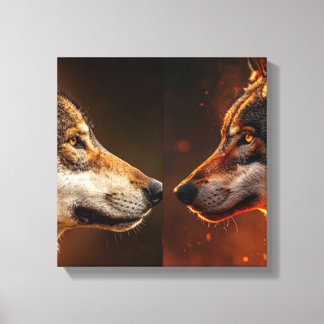 Impressão Em Tela Dois lobos (Frente)