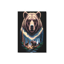 Dois ursos na floresta escura