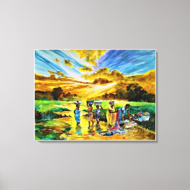 Impressão Em Tela Domingo de manhã por Ini Brown (Frente)