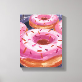 Impressão Em Tela Donuts de Confeitos Rosa Assando Pastelaria