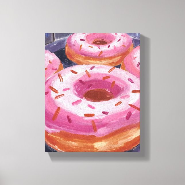 Impressão Em Tela Donuts de Confeitos Rosa Assando Pastelaria (Frente)