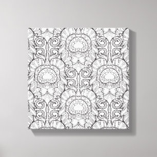 Impressão Em Tela Doodle 6 do teste padrão da pena do pavão