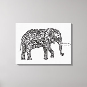 Impressão Em Tela Doodle estilizado 6 do elefante da fantasia