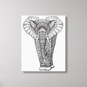 Impressão Em Tela Doodle modelado fantasia 6 do elefante