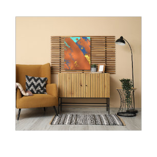 Impressão Em Tela Dourada Trabalho de arte Abstrato cobre azul Canva