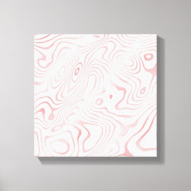 Impressão Em Tela Dourado Abstrato de mármore rosa branco moderno (Frente)