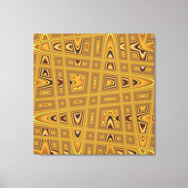 Impressão Em Tela Dourado Amarelo Castanho Negro Onda Abstrato Moder (Frente)
