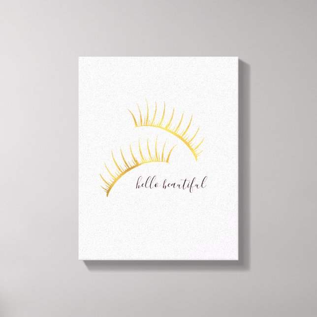 Impressão Em Tela Dourado Glam Eyelashes Rosa (Frente)