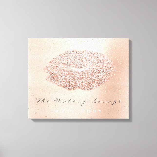 Impressão Em Tela Dourado Rosa Confetti Makeup Artista Cinzas Kiss L (Frente)
