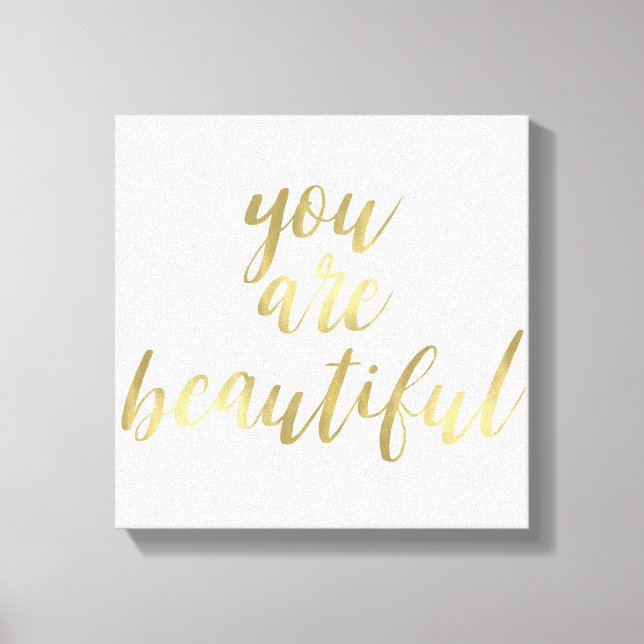 Impressão Em Tela Dourado Você é Bonito (Frente)