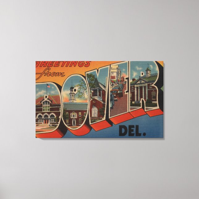Impressão Em Tela Dover, DelawareLarge - Letra ScenesDover, DE (Frente)