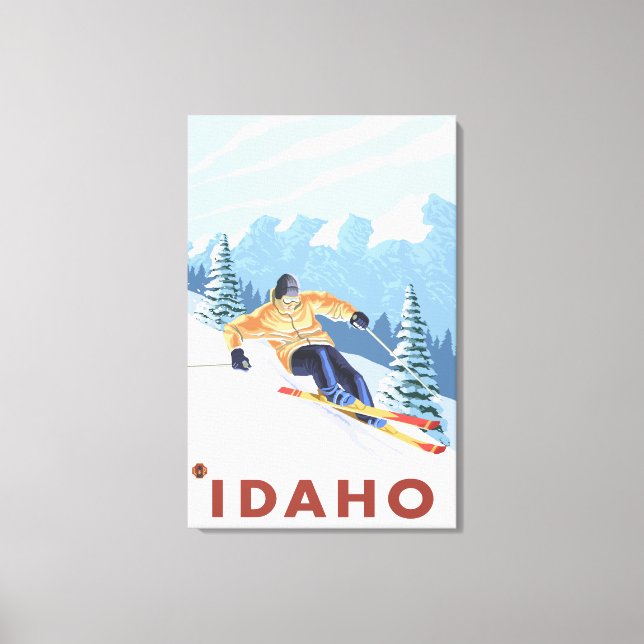 Impressão Em Tela Downhill Snow Skier - Idaho (Frente)