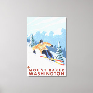 Impressão Em Tela Downhill Snow Skier - Monte Baker, Washington