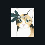 Impressão Em Tela Downton Cat | Sujeitas A Penas<br><div class="desc">Este impressão de aquarela apresenta uma cinza adornada com joias | Por Grace Popp</div>