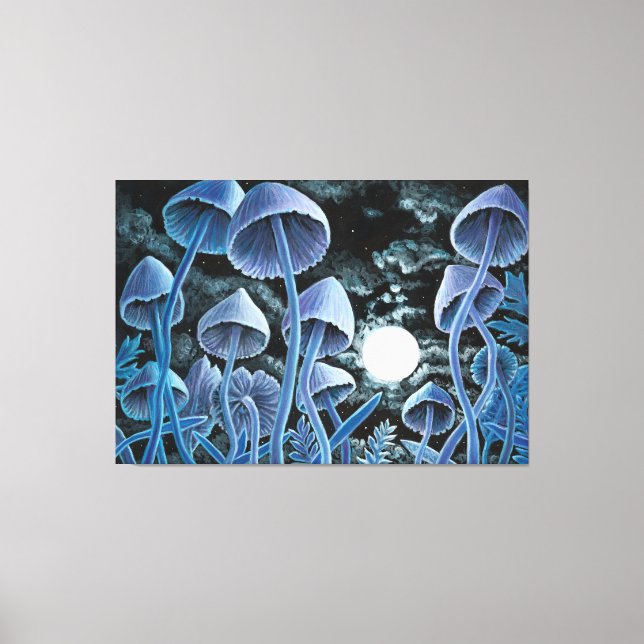 Impressão Em Tela Doze cogumelos mágicos na lua de cheio (Frente)