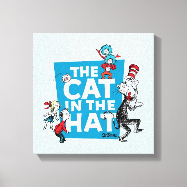 Impressão Em Tela Dr. Seuss | Cat no logotipo Hat - Caracteres (Frente)