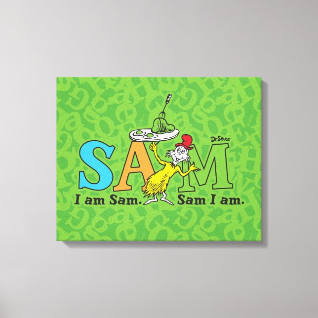 Impressão Em Tela Dr. Seuss Eu Sou Sam. Sam, Estou. (Frente)