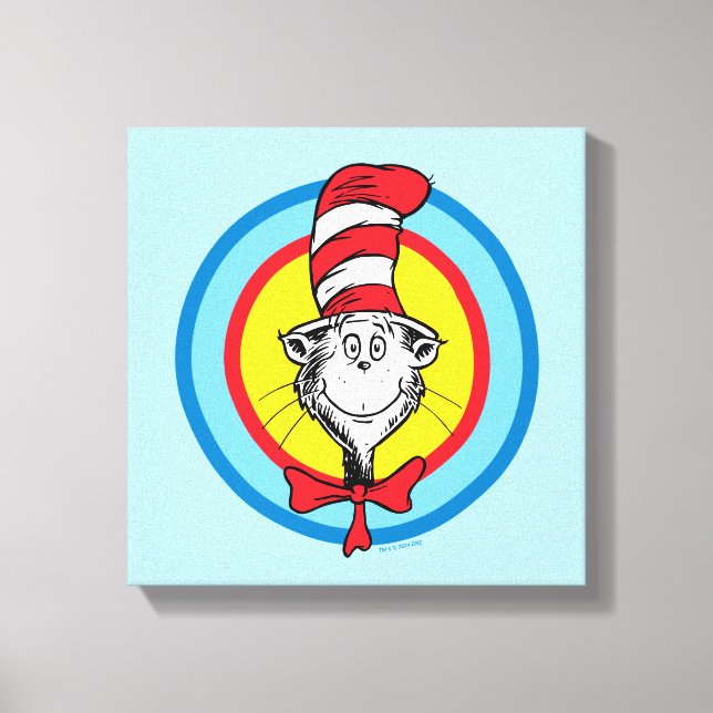 Impressão Em Tela Dr. Seuss | Gráfico da Cabeça do Gato no Chapéu (Frente)