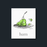 Impressão Em Tela Dr. Seuss | Ovos Verdes e Presunto<br><div class="desc">Este design oficialmente licenciado do Dr. Seuss apresenta uma ilustração clássica e divertida dos icônicos ovos e presunto verdes em uma bandeja. A obra de arte destaca o famoso presunto verde com um garfo descansando dentro, ao lado dos ovos verdes saltitantes, e é finalizada com a simples palavra "presunto" e...</div>