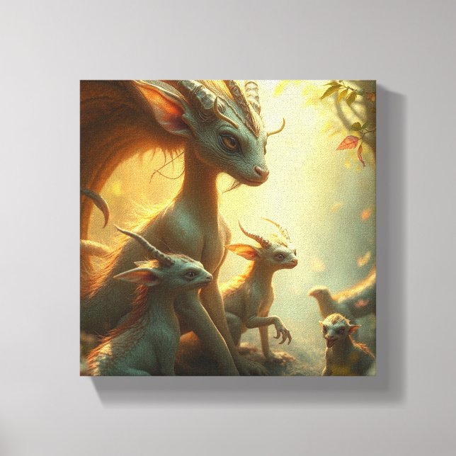 Impressão Em Tela „Drachenmutter im goldenen Wald“ (Frente)