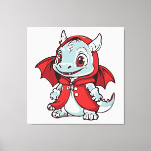 Impressão Em Tela Dragão Albino em Vermelho