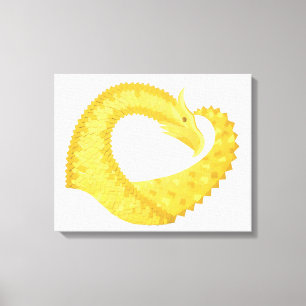 Impressão Em Tela Dragão amarelo no branco