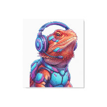 Dragão Barbudo Cyberpunk - Lagarto Gamer com Cabeç