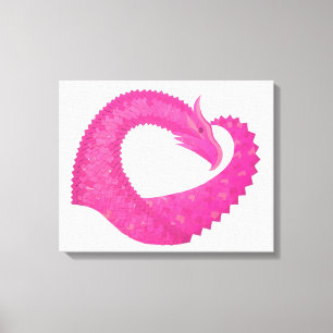 Impressão Em Tela Dragão-coração rosa-quente em branco