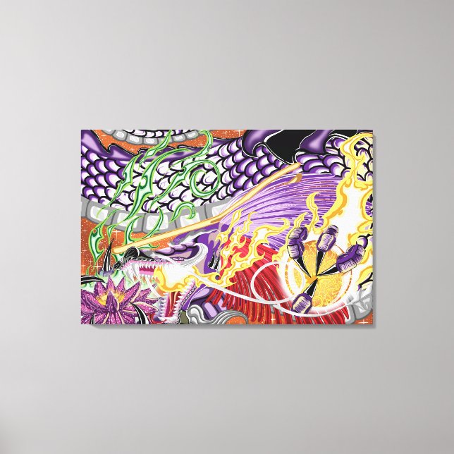 Impressão Em Tela Dragão da tela de desenho estendida do Lotus (Frente)