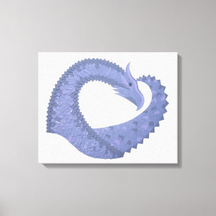 Impressão Em Tela Dragão de cinza azul em branco