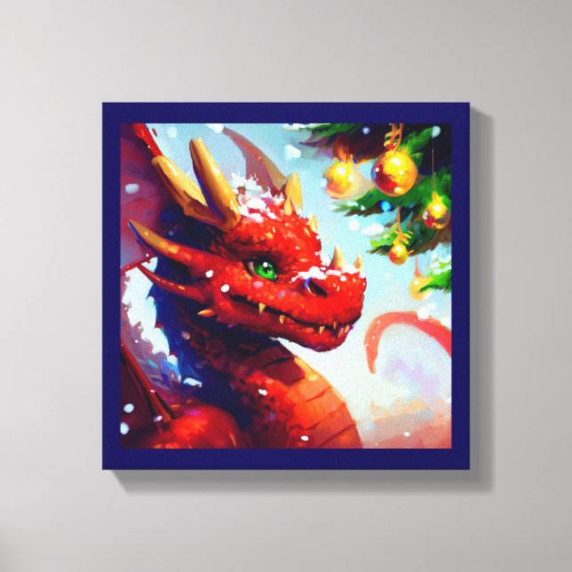 Impressão Em Tela Dragão de Natal 2 (Frente)