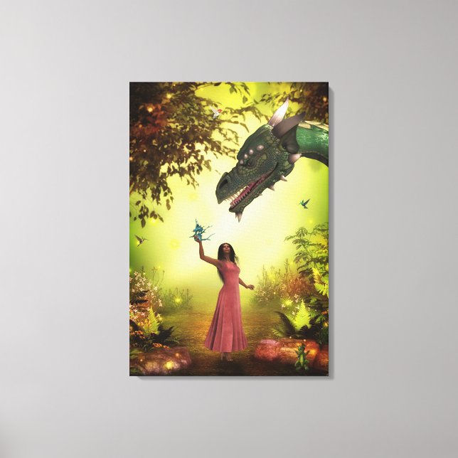 Impressão Em Tela Dragão e Menina (Frente)