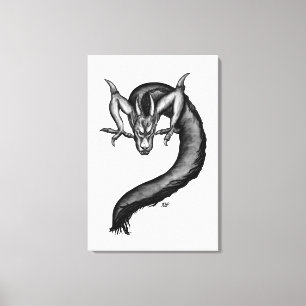Impressão Em Tela Dragão no estilo de tatuagem