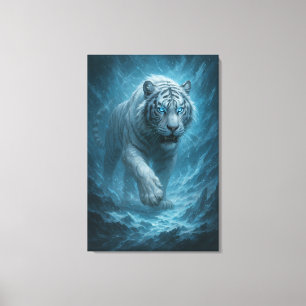 Impressão Em Tela Dragão vs Tigre Branco – Arte Mural de Fantasia Mí