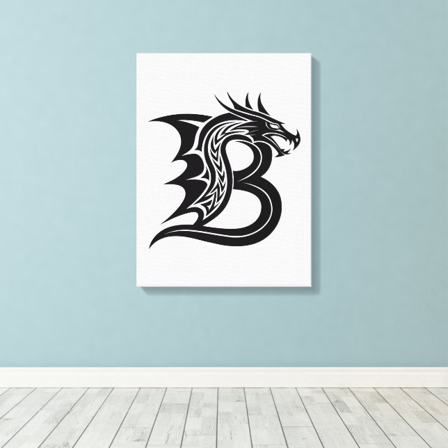 Impressão Em Tela Dragon Styled Letter B, Dragon Alphabet, Monogram (Insitu(piso de madeira))