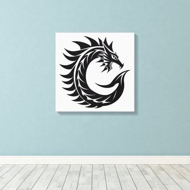 Impressão Em Tela Dragon Styled Letter C, Dragon Alphabet, Monogram (Insitu(piso de madeira))