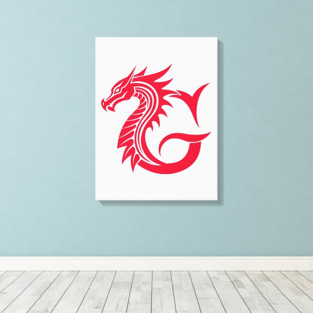 Impressão Em Tela Dragon Styled Letter G, Dragon Alphabet, Monogram (Insitu(piso de madeira))